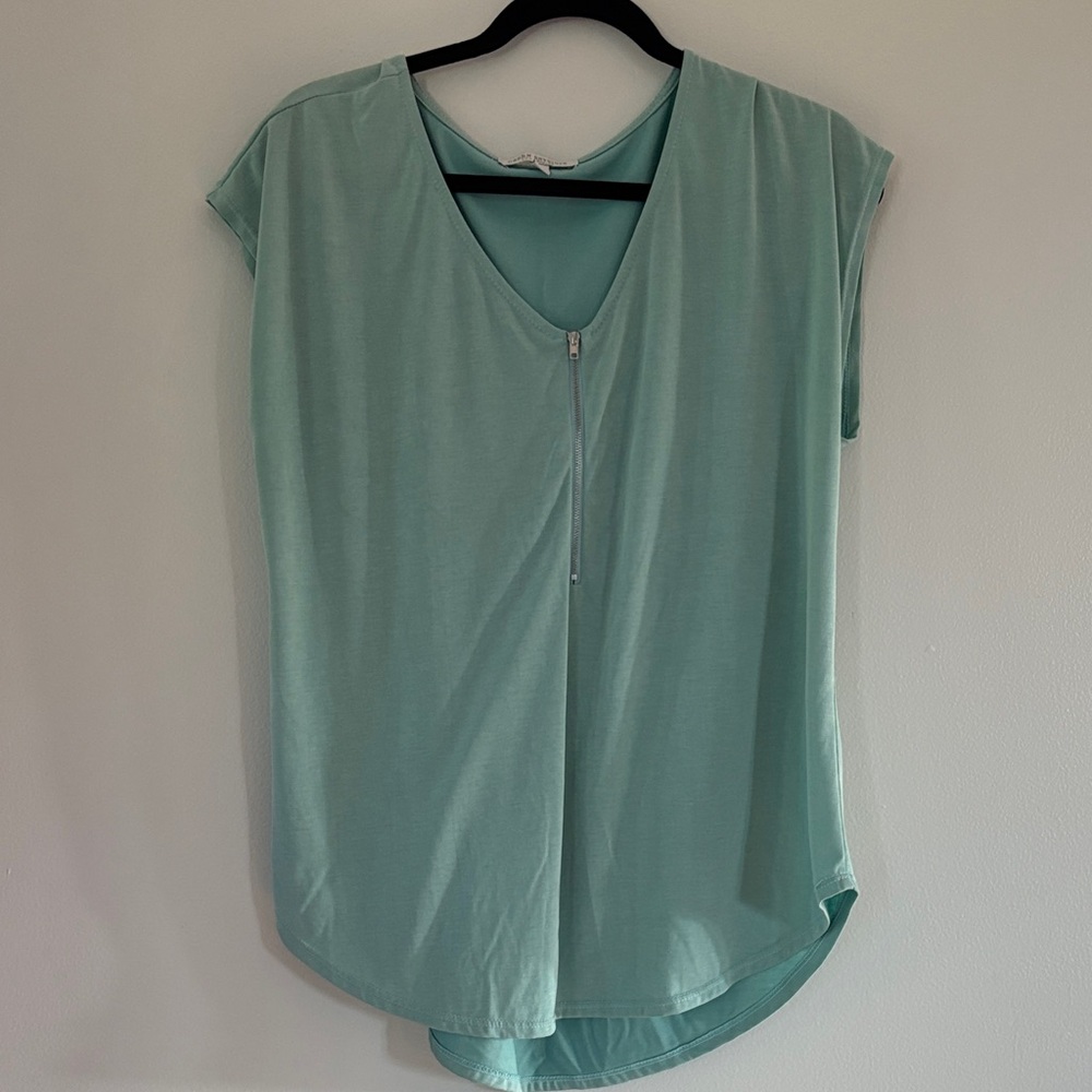 Green Envelope Mint Short Sleeve Tee with Zipper